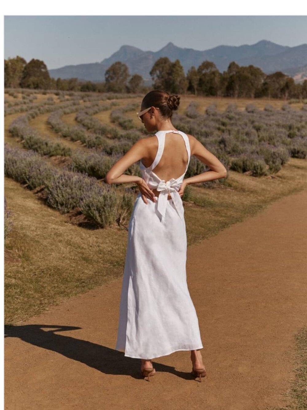 New Dissh Andrea White Linen Midi Dress Womens 8 Maxi Open Back Bridal Party